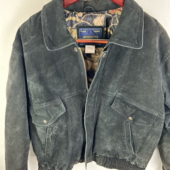 GIANNI VELENTE GENUINE LEATHER Jacket Italian Fashion Size Large Vintage - Picture 3 of 8
